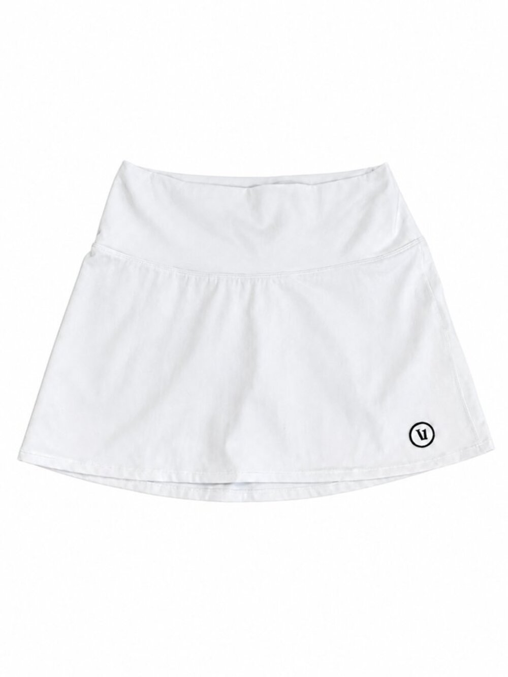 Vuori White A-Line Athletic Skort with Small Black Logo